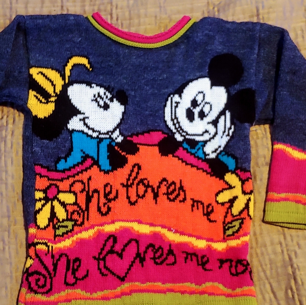 Vintage Girls Minnie Mickey Mouse Sweater 5-6y